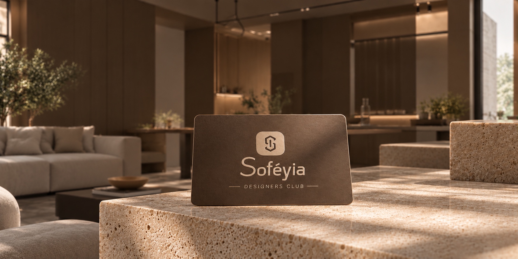 Sofeyia Designers Club membership card in a Sofeyia interior